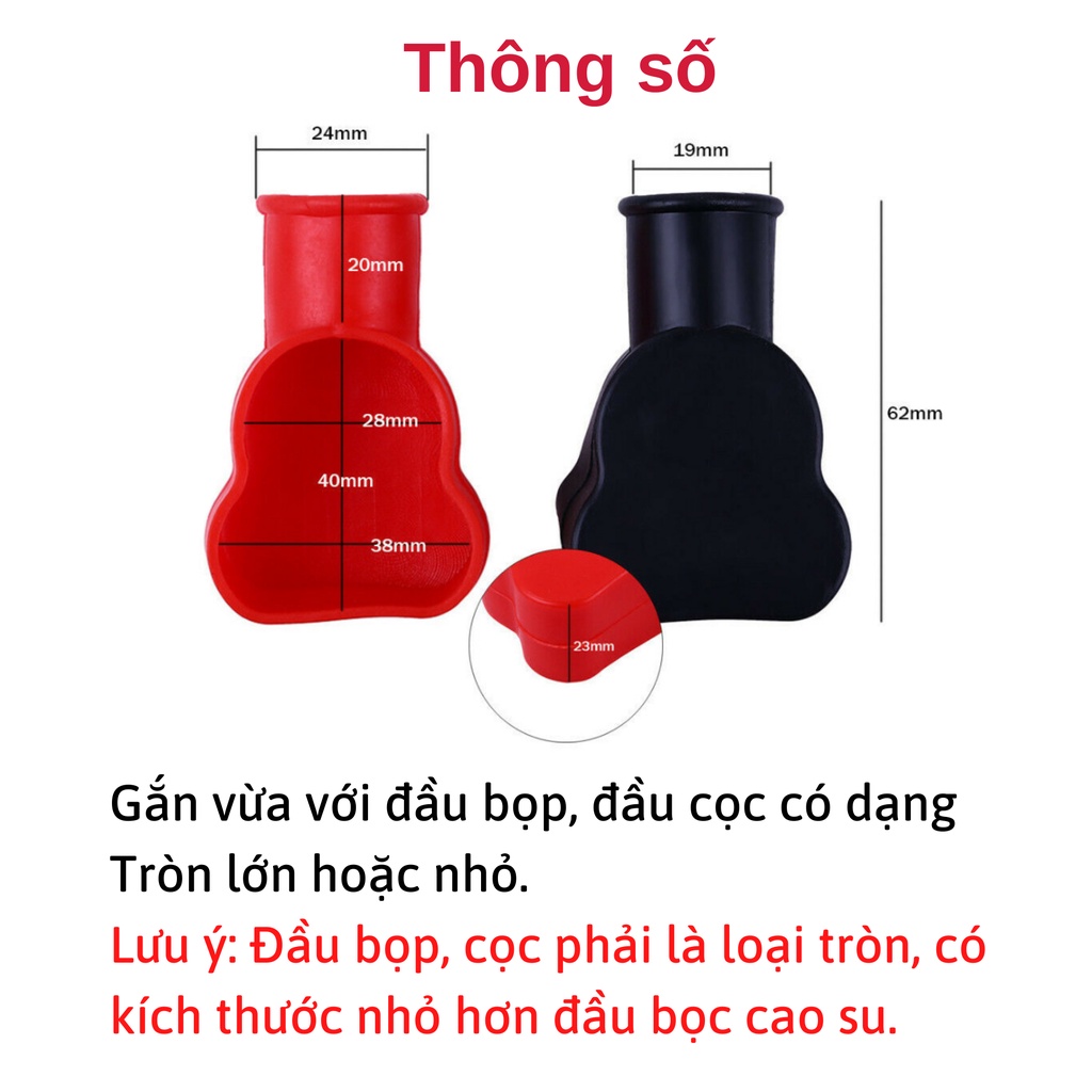 Đầu Chụp Bọc Cao Su Bảo Vệ Cực Ắc Quy Ô tô Cho Cọc Bình Tròn Lớn