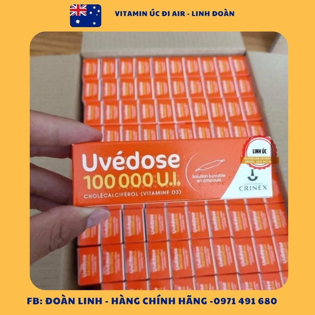 Vitamin D3 1 liều 3 tháng Uvedose Pháp dành cho bé trên 18 tháng, Hàng chuẩn Pháp, D3 liều cao