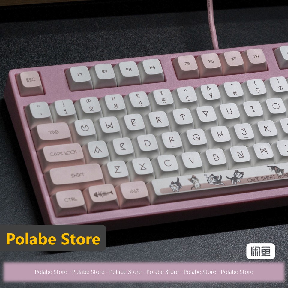 Keycap Chibi Cat XDA Thick PBT, keycap bàn phím cơ nhiều nút cân nhiều layout - Polabe Store
