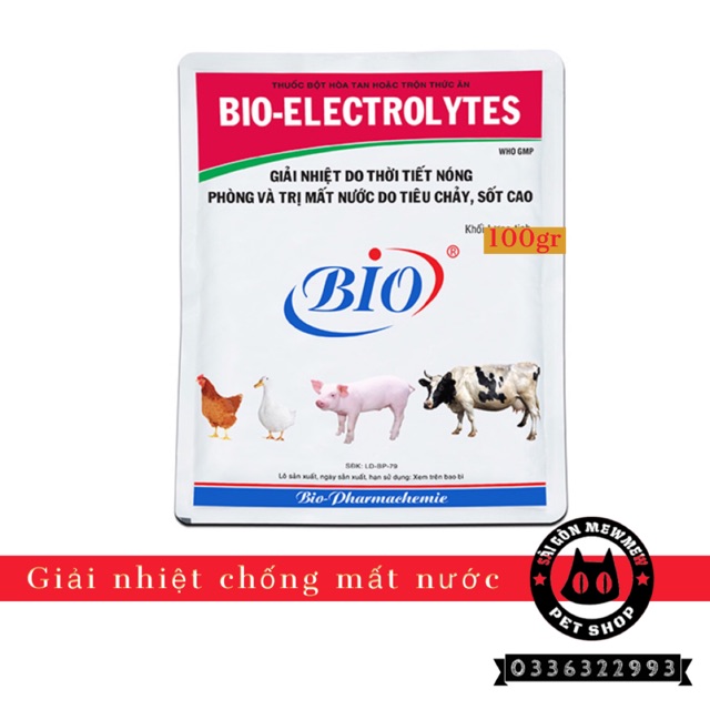 Bột uống điện giải chống mất nước cho động vật Bio electrolyte