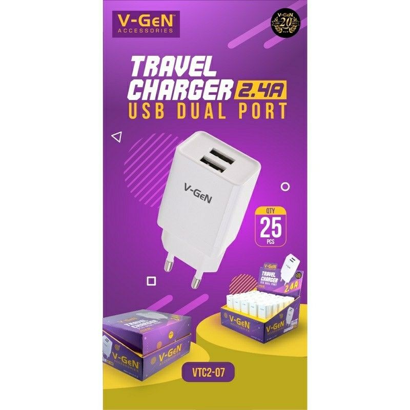 Củ Sạc V-Gen V-Gen Vtc2 07 2.4a 2 Cổng