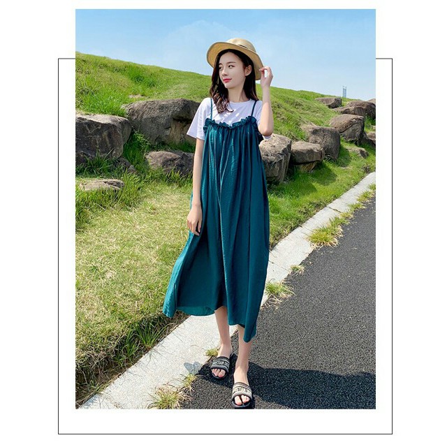 Váy bầu thời trang thiết kế xuông YE1654 chất Cotton pha Đũi freesize từ 45 đến 75kg