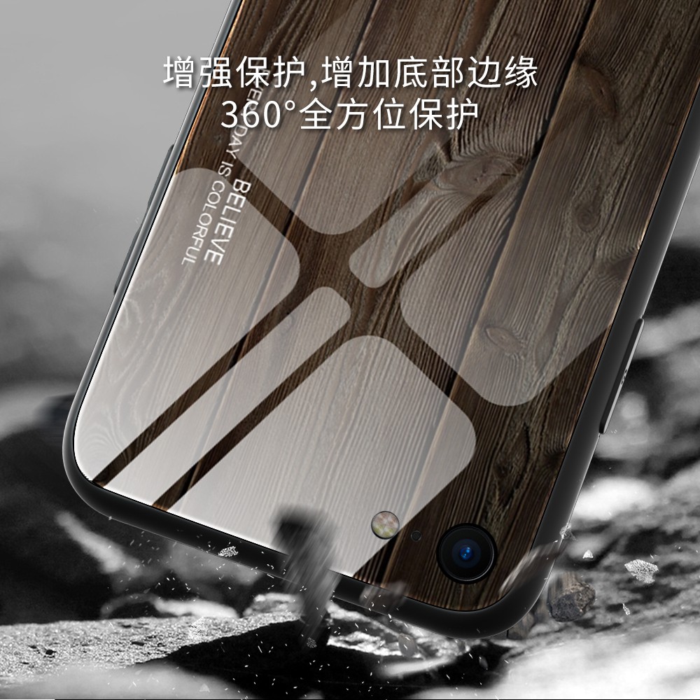 Ốp Điện Thoại Mặt Kính Vân Gỗ Chống Va Chạm Cho iPhone SE2 X XR XS Max i6 7 8 Plus | BigBuy360 - bigbuy360.vn