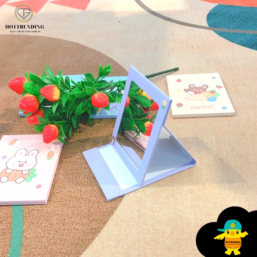 Gương Trang Điểm Để Bàn Decor B2 Bạn Gái Cute - Trang Trí Có Thể Gấp Gọn phong cách Vintage 15.5 * 11cm