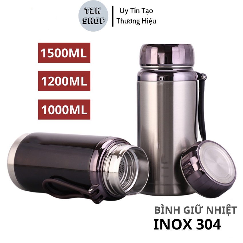 Bình đựng nước giữ nhiệt 1500ml - Bình giữ nhiệt nóng lạnh chất liệu inox 304 cao cấp - T2K Shop
