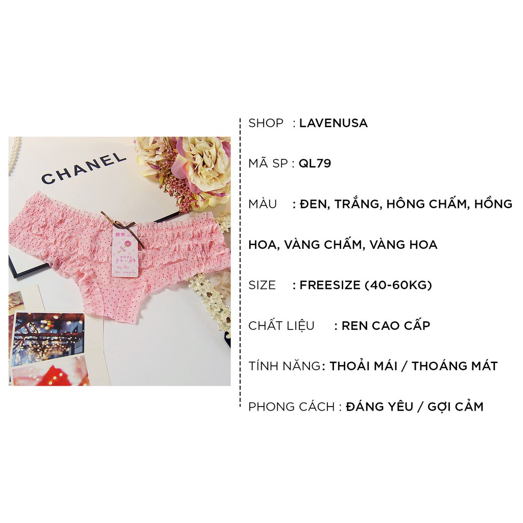 Quần lót ren xếp tầng freesize siêu sexy quyến rũ đáng yêu LAVENUSA QL79