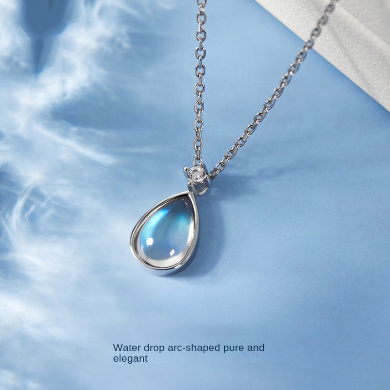 Vòng cổ Mặt Đá Mặt Trăng Hình Giọt Nước Thời Trang Cho Nữ