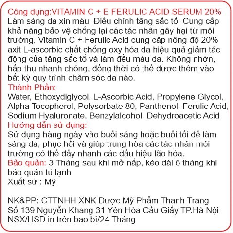 Timeless Vitamin C 20% + E + Ferulic Acid Serum Giảm Thâm Dưỡng Sáng Da 30ml
