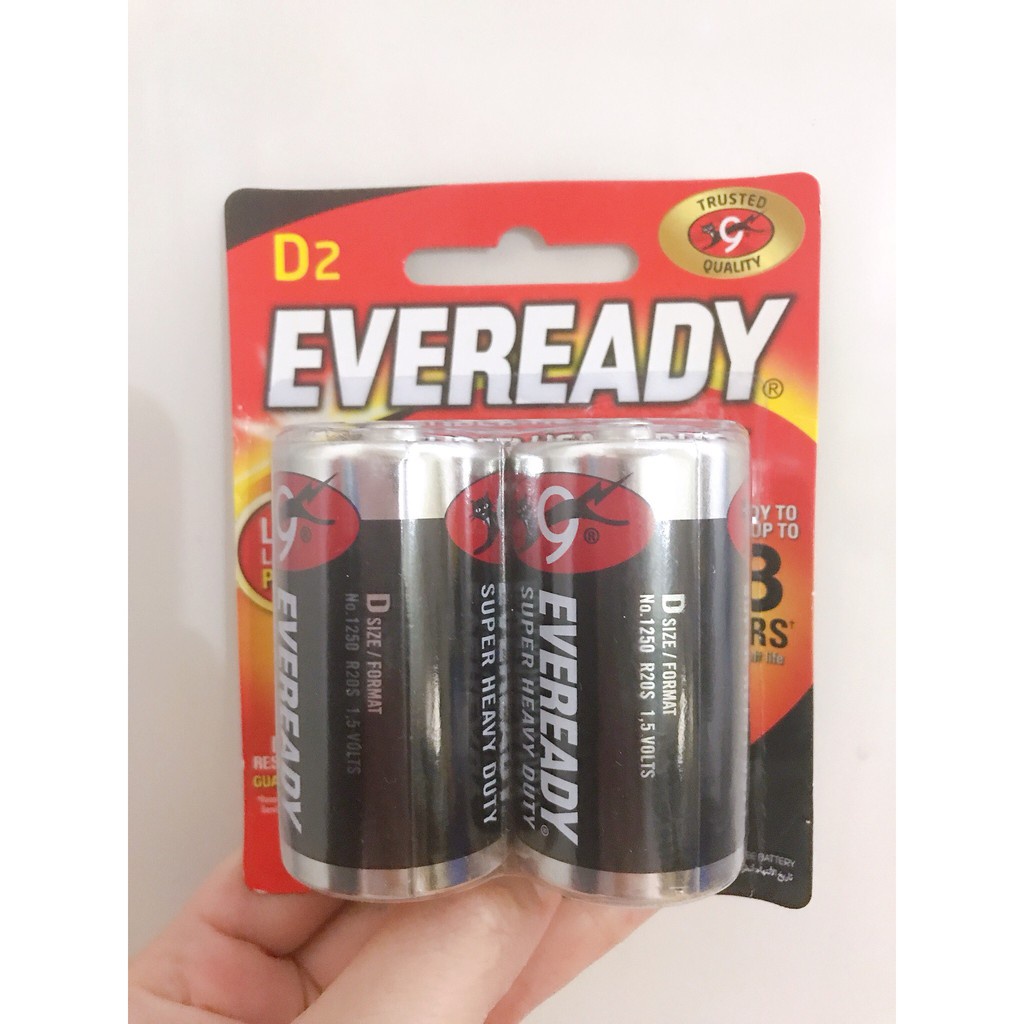 Vỉ 2 viên pin đại mèo đen EVEREADY size D 1.5V - Chính hãng