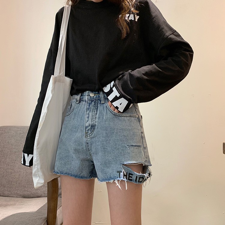 [Size XL]Quần shorts jean nữ lưng cao Ulzzang Quảng Châu QNJ50