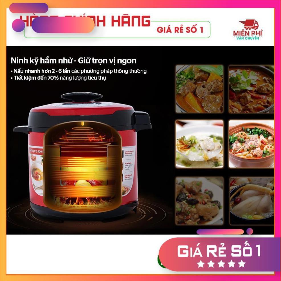 [xả kho] NỒI ÁP SUẤT ĐIỆN SUNHOUSE SHD1767, NỒI ÁP SUẤT ĐIỆN TỬ, đa chức năng nấu nướng, chống dính Whitford siêu bền.