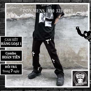 [xả kho lẻ size] Quần ống suông nam hình thánh giá VNXK màu đen 2021 Pon.mens
