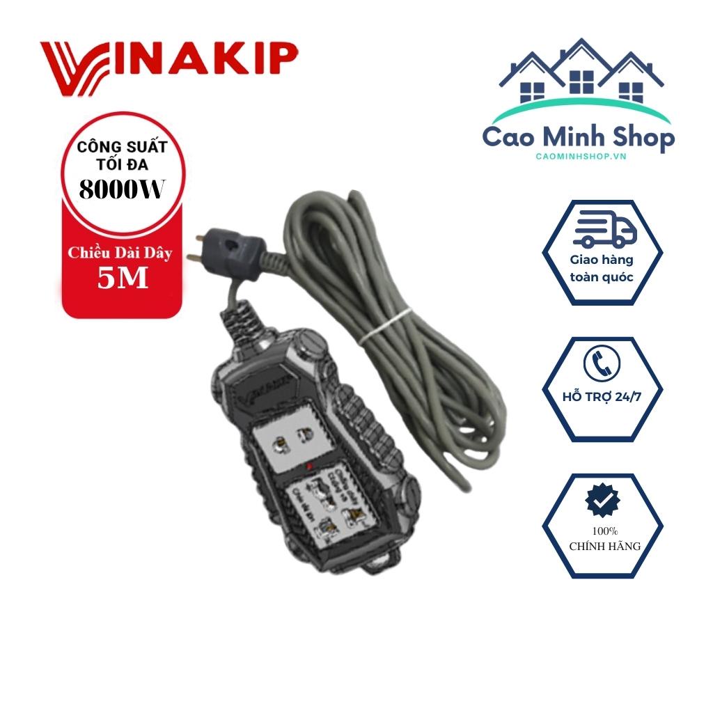 Ổ cắm Vinakip chịu tải cao, 2 lỗ đa năng phù hợp mọi phích cắm, có đèn báo, chống cháy vỡ, an toàn - Cao Minh Shop
