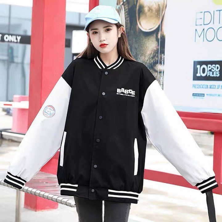 Áo Khoác Bomber Dù 2 lớp thêu Babe - Form Rộng Unisex Nam Nữ Couple Ulzzang