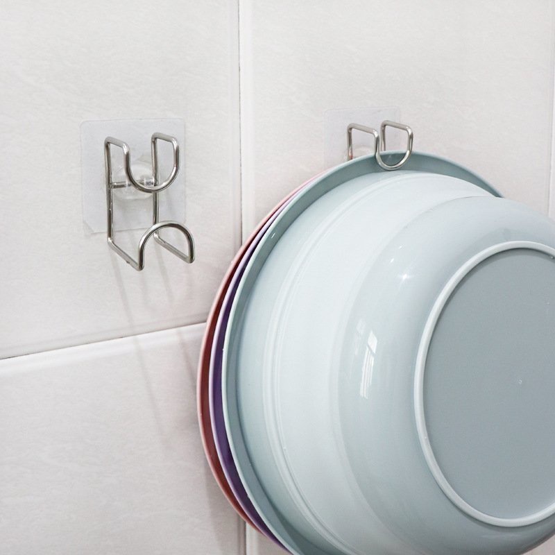 Móc Dán Tường Inox Treo Thau Chậu Nhà Tắm Treo Đồ Dùng Nhà Bếp