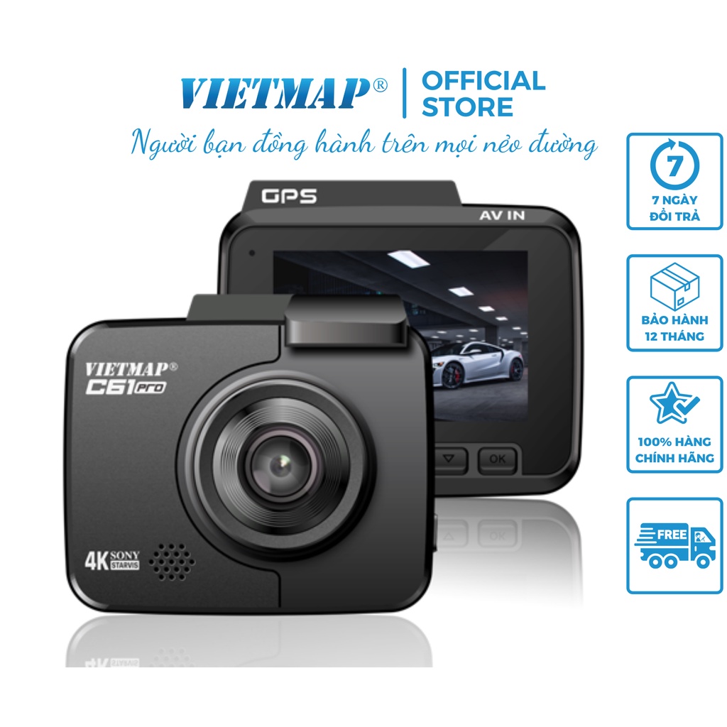 VIETMAP C61 PRO - Camera hành trình 4K Cảnh Báo Giao Thông Giọng Nói