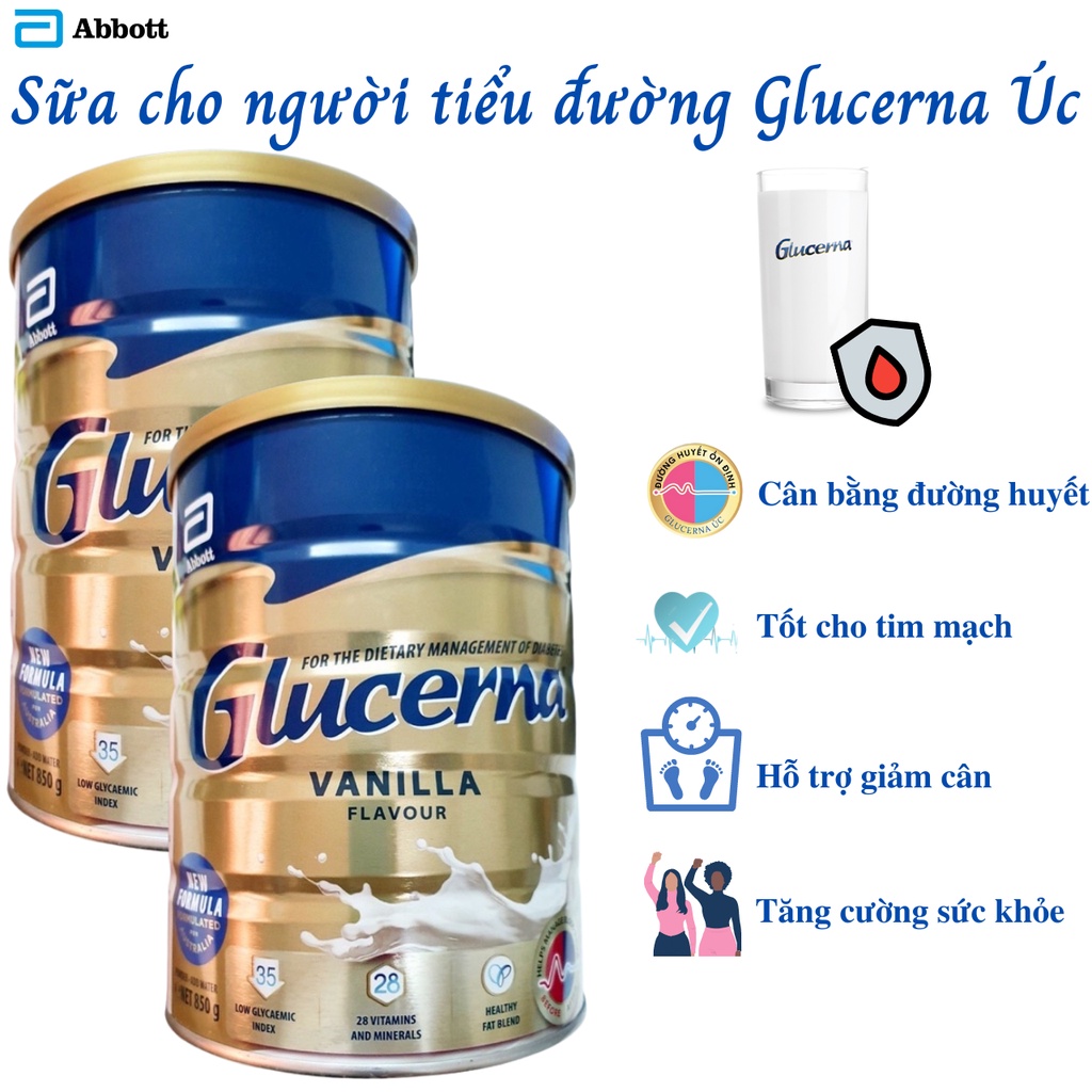 Sữa dành cho người tiểu đường Glucerna Vanilla 850g Úc Extaste