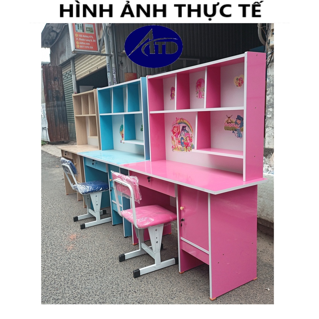 BÀN HỌC SINH GỖ ÉP CÓ GIÁ SÁCH CHO BÉ CẤP 1 CẤP 2 3 NGANG 80cm 1m 1m2 GIAO NHANH