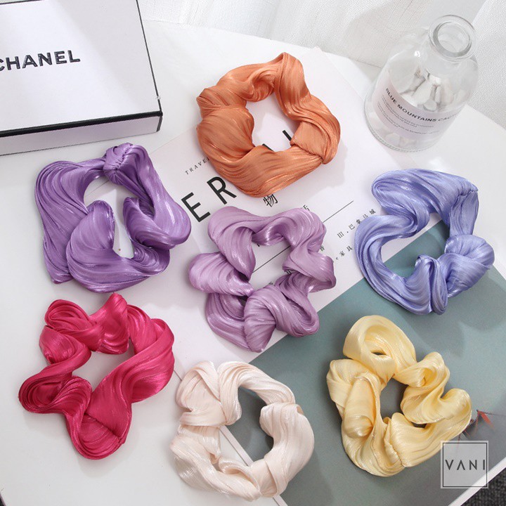 [Mã FAXANH245 giảm 10K đơn 50K] Dây Cột Tóc Vải Scrunchies Vải Phi Bóng Gợn Sóng Nhẹ Màu Xinh - Vani Store