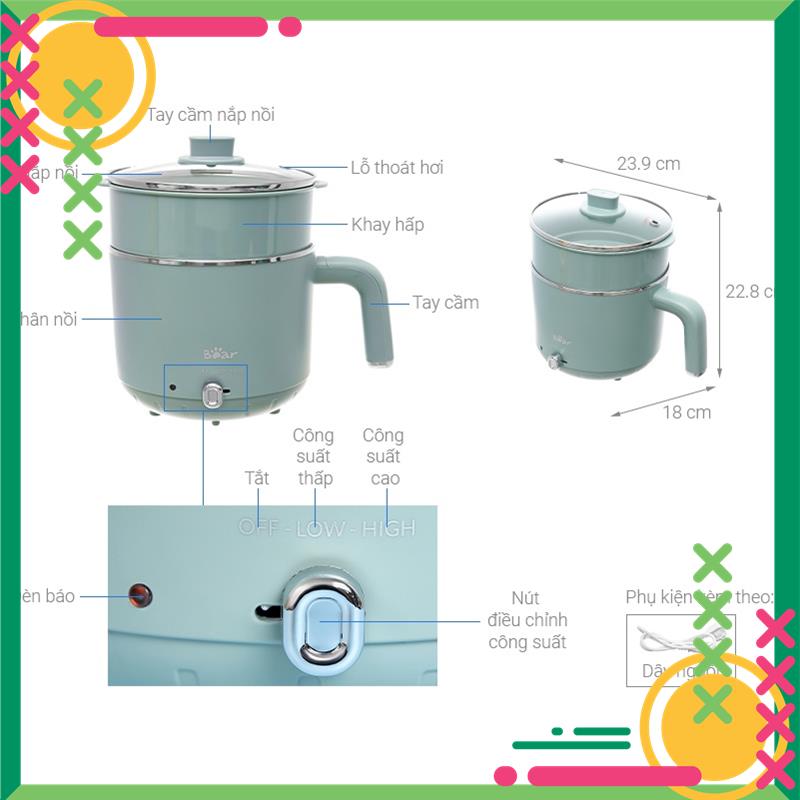 Nồi lẩu điện đa năng Bear 1,2 lít DRG-D12M5, bản quốc tế chính hãng, bảo hành 18 tháng toàn quốc MSP57414