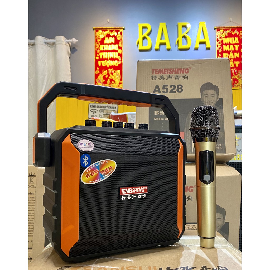 [ TẶNG 1 MIC KHÔNG DÂY ] Loa karaoke mini Temeisheng A528 , loa trợ giảng, kết nối bluetooth hát karaoke