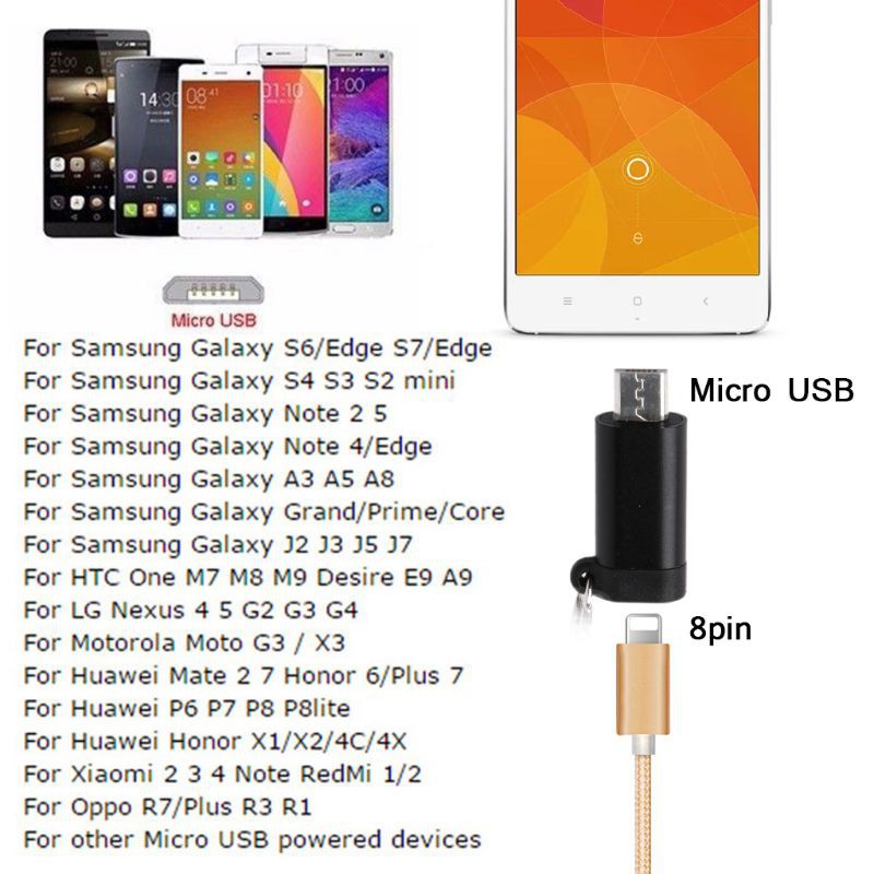 Đầu chuyển đổi cổng Lightning sang đầu cắm Micro USB cho Samsung XiaoMi HuaWei