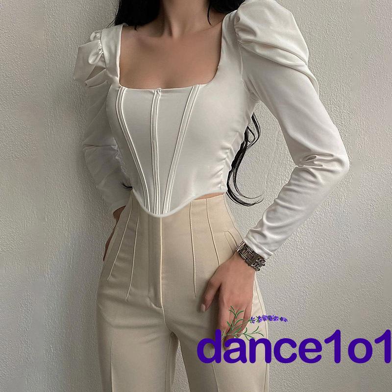 Áo tay phồng dài màu sắc nhã nhặn cho nữ