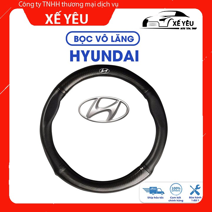 Bọc vô lăng Hyundai I10, I20, I30, Accent, Santafe, Tucson, Kona, Getz, Avante, Elantra, Trùm vô lăng cacbon