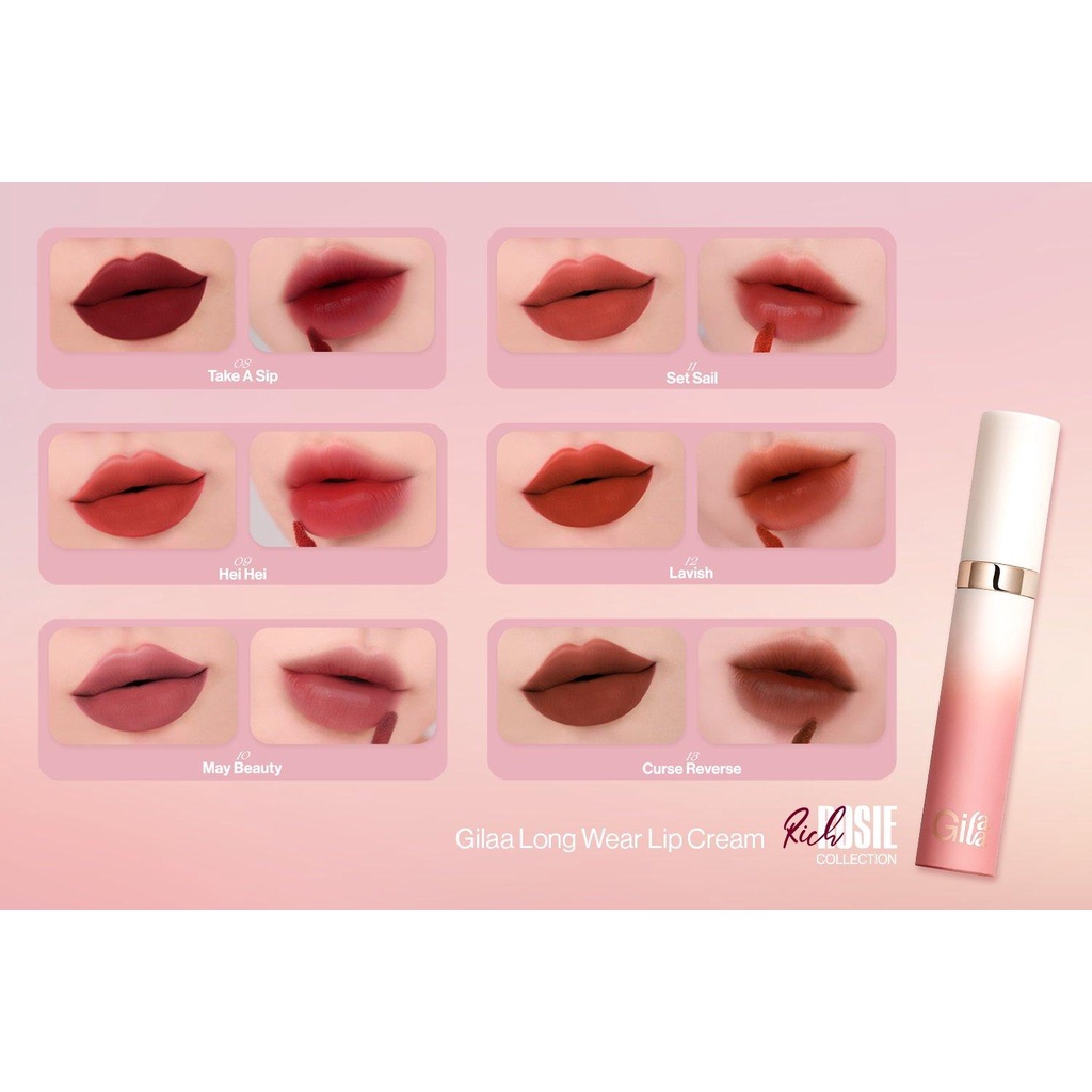 [Phiên Bản Nâng Cấp PONY x Gilaa] Son Kem Lì, Mịn Mượt Lâu Trôi Hàn Quốc Gilaa Long Wear Lip Cream