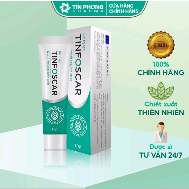 Gel mờ sẹo Tinfoscar 10g giúp làm mờ sẹo dưỡng da