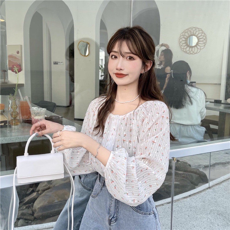 Sơ mi hoa tay bồng siêu xinh
