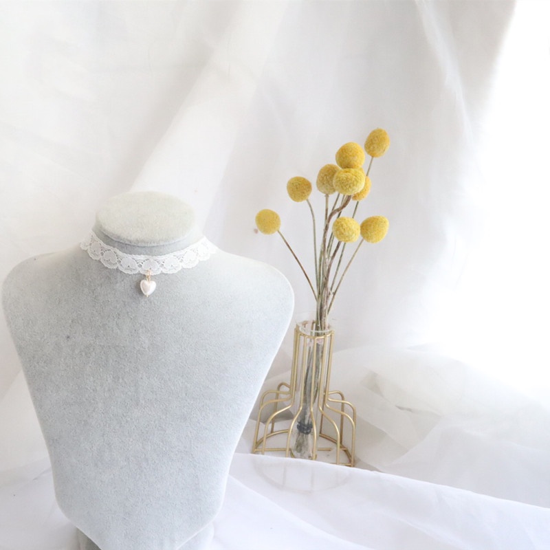Vòng Cổ Choker Ren Trắng Mặt Hoa Đính Ngọc Trai Thời Trang Thanh Lịch