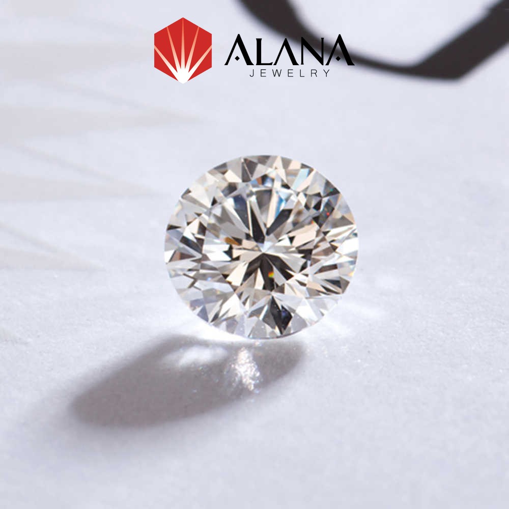 (Size từ 2.6-3.6) Kim cương Moissanite cao cấp Mỹ đính răng, Giác cắt Tròn, Màu trắng, phản ứng với máy thử kim cương