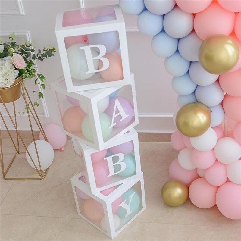 Hộp đựng bong bóng trong suốt màu trắng A-Z trang trí tiệc DIY