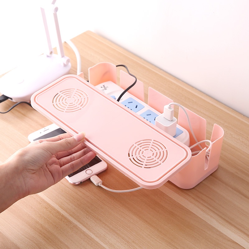 Hộp đựng ổ cắm điện/ dây cáp sạc để bàn tiện dụng cho gia đình/ văn phòng