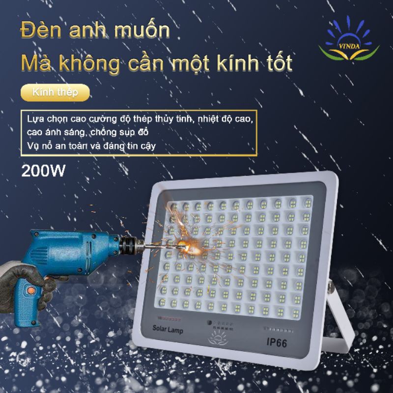 Đèn Đường Năng Lượng Mặt Trời.200W. Mang lại nguồn sáng với 0 đồng tiền điện hàng tháng