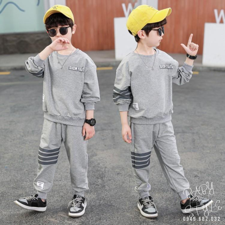 Bộ quần áo thu đông &quot;SN TRUTH&quot; 14-45kg cho bé trai 4-14 tuổi. Năng động, phong cách. B33