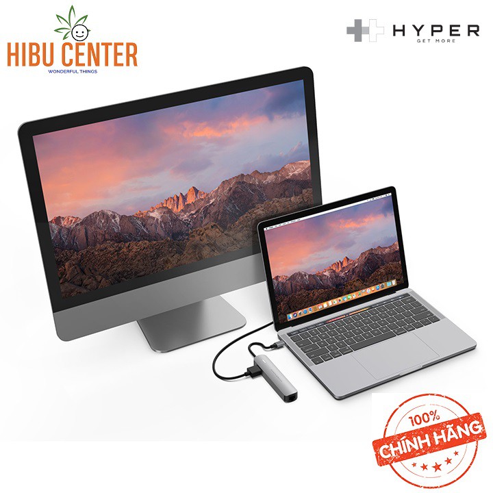 [Cho Macbook] Hub USB-C Cổng chuyển HyperDrive 4K HDMI 6-in-1 GN233B - Follow HIBUCENTER Giảm 5%