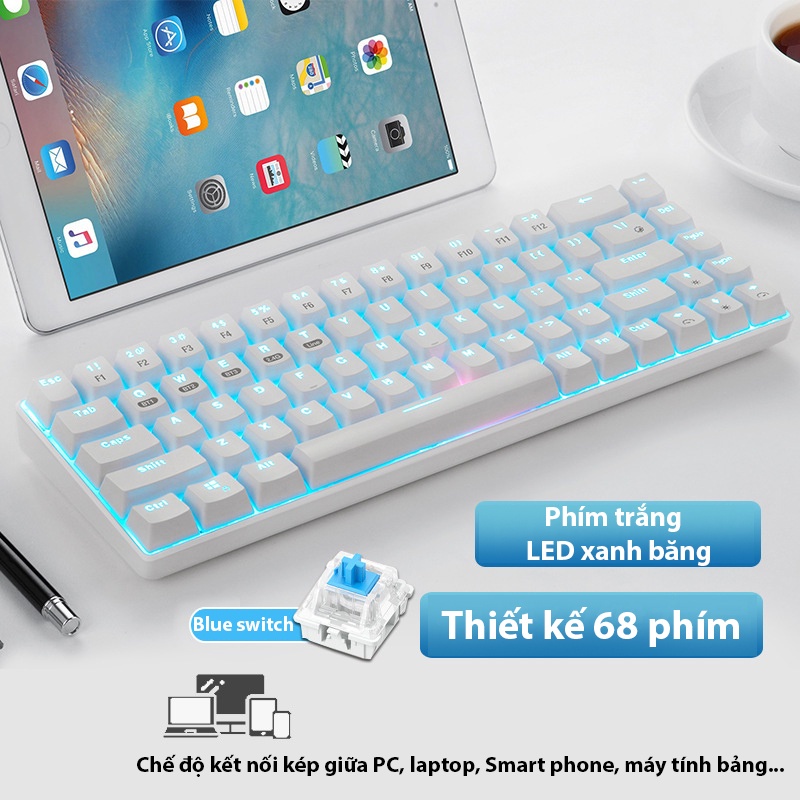 Bàn phím bluetooth Latope bàn phím cơ không dây nhỏ gọn kết nối laptop Full LED XM68