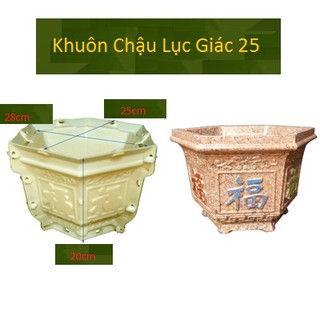 Khuôn Chậu Lục Giác 25 Mẫu Chữ Phúc ( Khuôn Chậu ABS Có Lòng Trong)