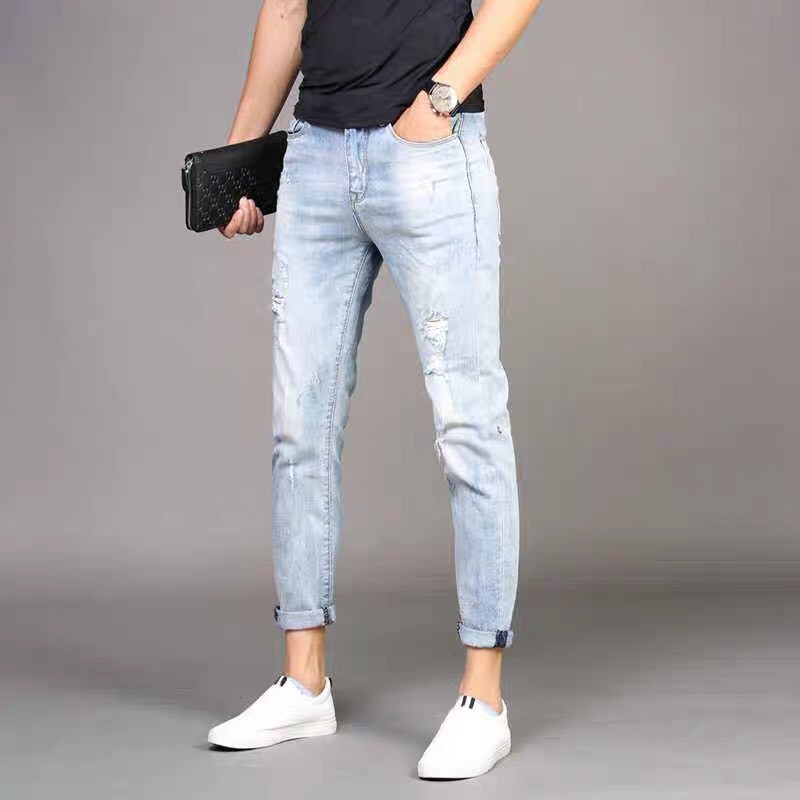 Quần Nam jean ống côn body rách gối co giãn giá rẻ còn được freeship 06