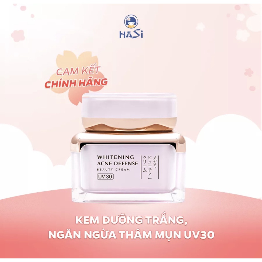 Kem dưỡng trắng da , mờ thâm và ngăn ngừa mụn UV30 HASI MEGAMI Whitening Acne Defense Beauty Cream