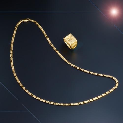 Dây Chuyền Dẹt và Nhẫn Phát Lộc - cao cấp Hàn Quốc