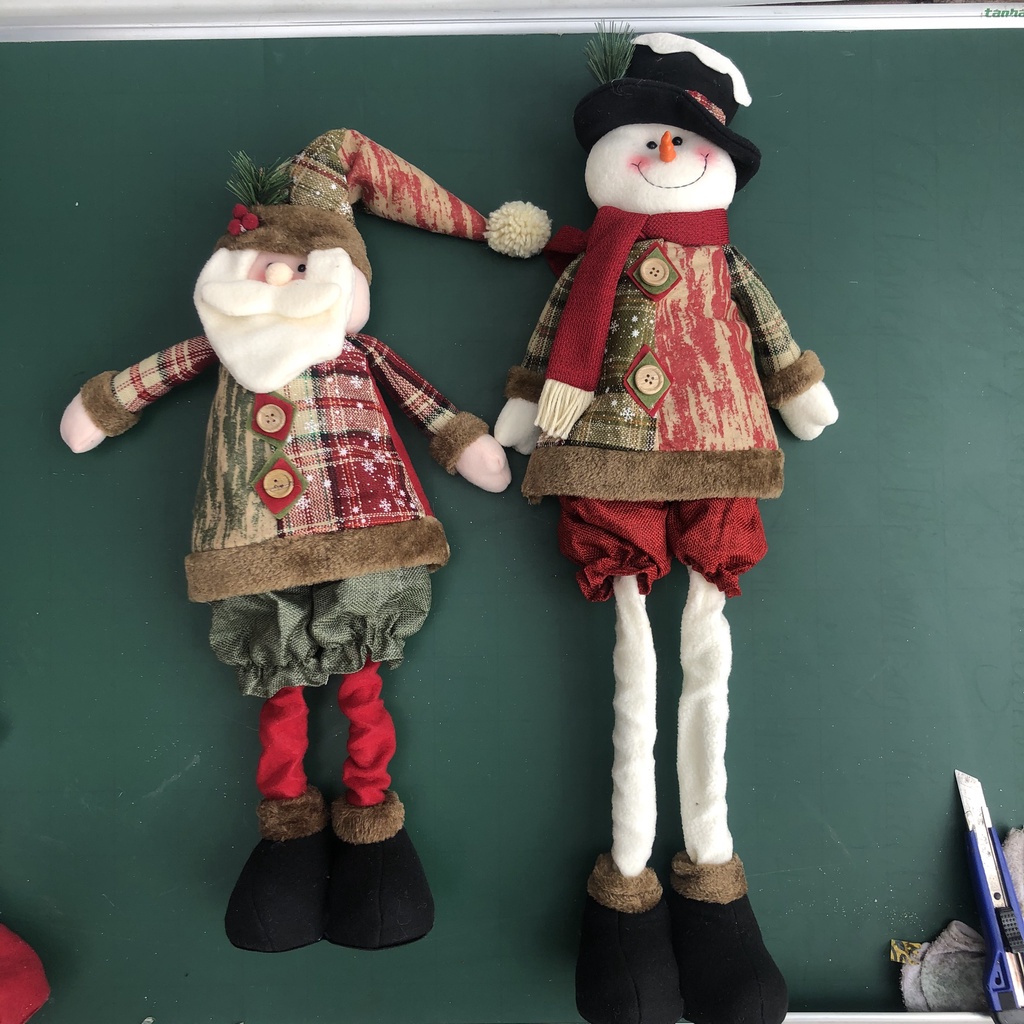 Cặp người tuyết ông già Noel kéo dài chân cao 80cm trang trí Giáng Sinh Noel