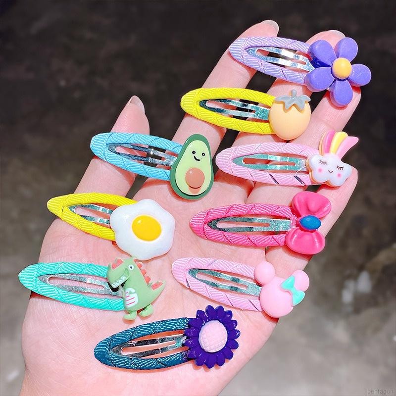 Set 10 kẹp tóc BB 16 mẫu tùy chọn hoạt hình phong cách Hàn Quốc xinh xắn dành cho bé gái