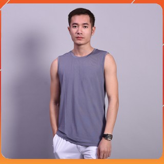Áo Ba Lỗ Nam Trơn Màu Xám, Vải Thun Lạnh 4 Chiều Phong Cách
