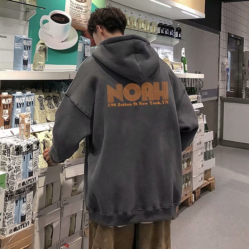 Áo hoodie nam tay dài dáng rộng phong cách retro Hong Kong thời trang xuân thu