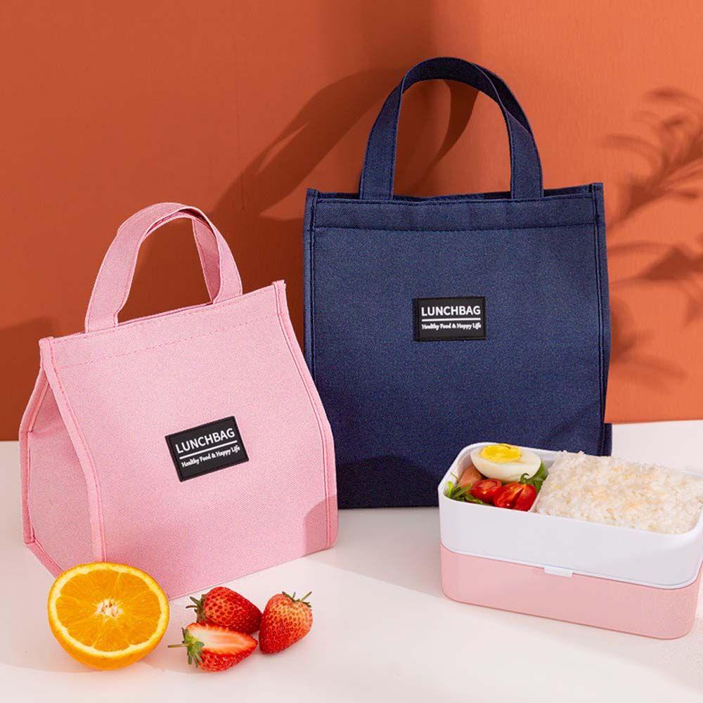 Túi Đựng Hộp Cơm Trưa In Chữ Chống Thấm Nước Dễ Thương Tiện Dụng Mang Theo Du Lịch Dã Ngoại
