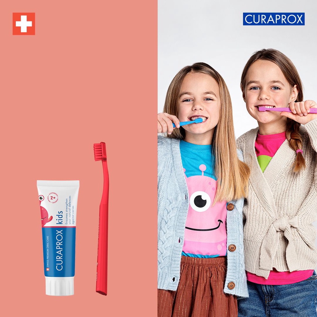Kem đánh răng ngừa sâu răng dành cho bé Curaprox Kids 60ml, CHUẨN NHA KHOA BÁC SĨ TIN DÙNG