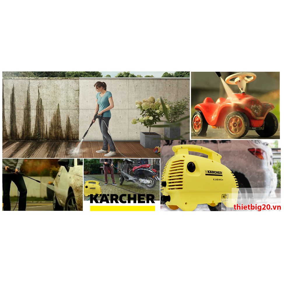 [CHÍNH HÃNG] Máy rửa xe gia đình, xịt rửa điều hòa Karcher K2 420 Air Con KAP tặng dây cấp nước